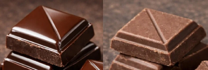 שוקולד איכותי מבריק לעומת צימקאו עמום